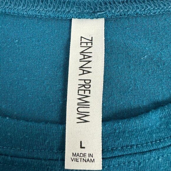Zenana Premium Teal Long Sleeve Tunic Top Size Large Machine Washable - Picture 3 of 5